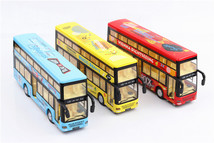 公交车双层巴士合金车模仿真语音播报回力大巴模型儿童玩具车摆件