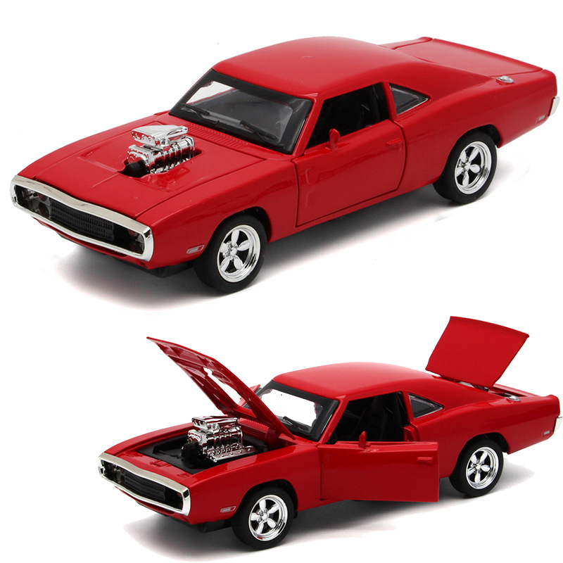 批发1:32开窗盒合金车模型道奇战马四开门带灯光音乐儿童玩具车详情图6