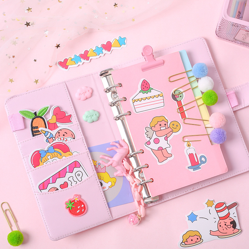 A girl's heart planner, a popular set of diaries, a Korean note-taking plan book, a stationery set, and a loose-leaf notebook details Picture