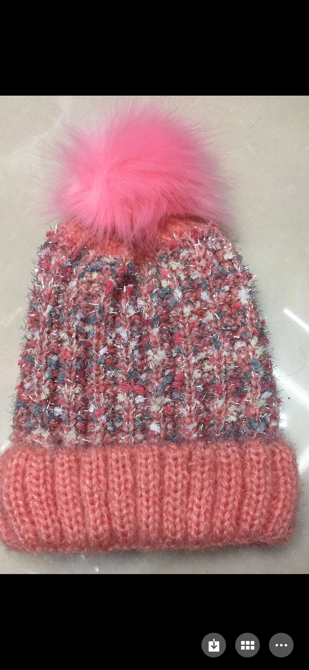 点子纱反口带球帽