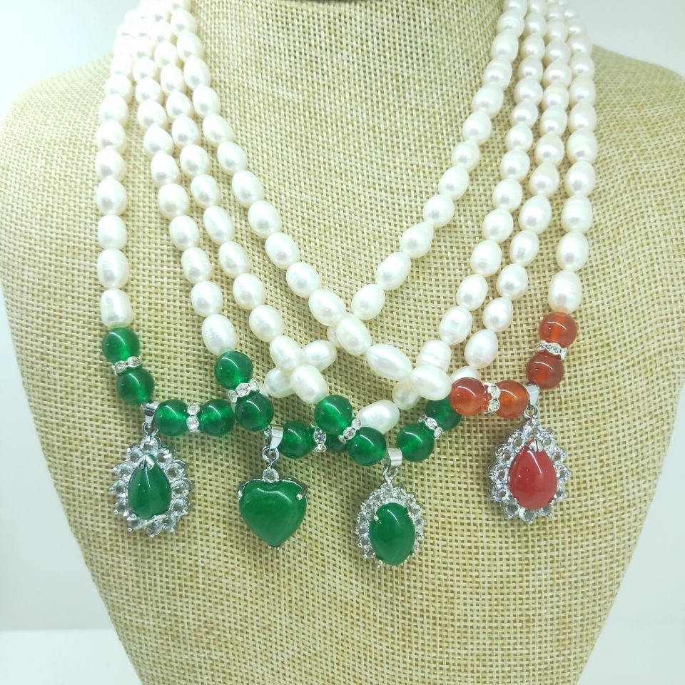 10正品纯天然珍珠项链淡水珍珠项链妈妈珍珠项链珍珠手链高品质绿色椭圆但型吊坠款假一赔十详情图4