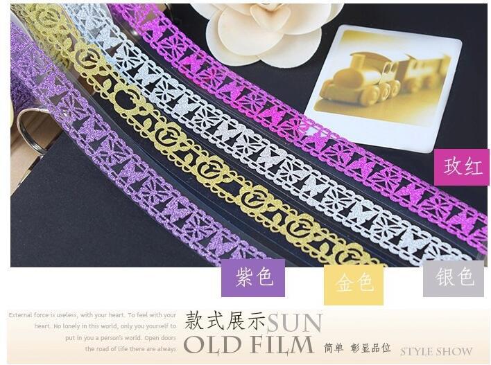 金葱粉蕾丝闪光胶带蕾丝胶带镂空胶带手帐胶带详情图11