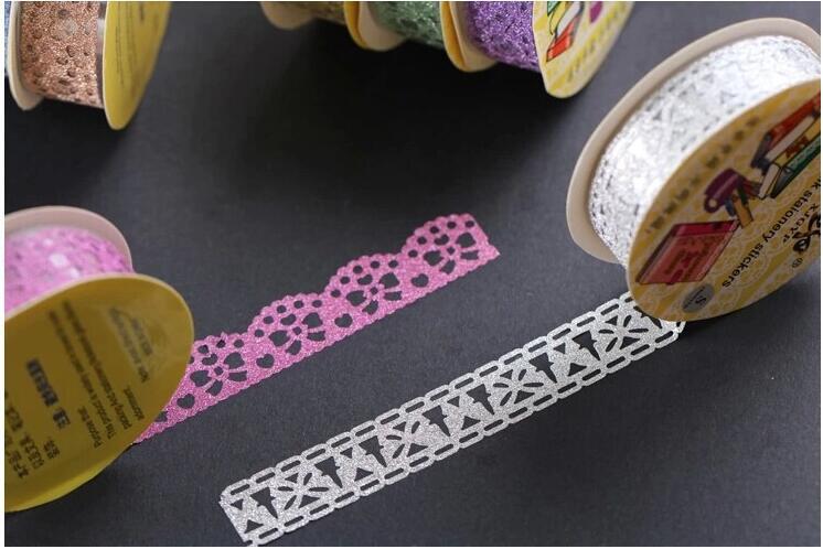 金葱粉蕾丝闪光胶带蕾丝胶带镂空胶带手帐胶带详情图6