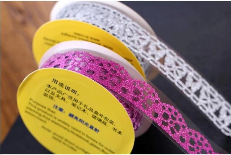 金葱粉蕾丝闪光胶带蕾丝胶带镂空胶带手帐胶带详情图5