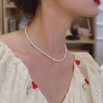 正品天然小米珠珍珠项链女S925银韩版气质时尚百搭锁骨链女颈链