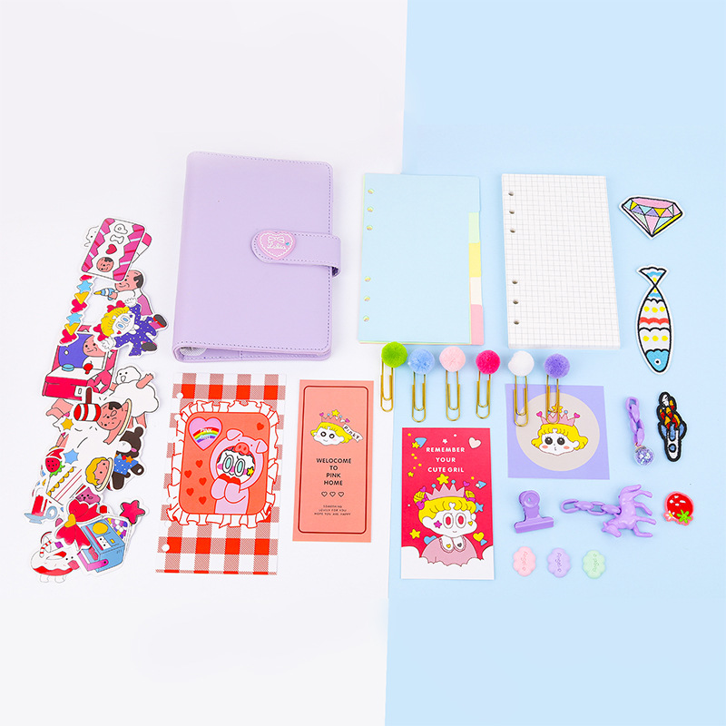 A girl's heart planner, a popular set of diaries, a Korean note-taking plan book, a stationery set, and a loose-leaf notebook Item Picture