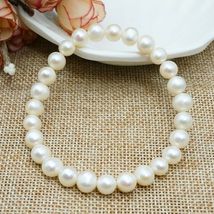 正品天然珍珠手链白色7-8mm近圆强光无暇淡水珍珠送妈妈女友礼物饰品