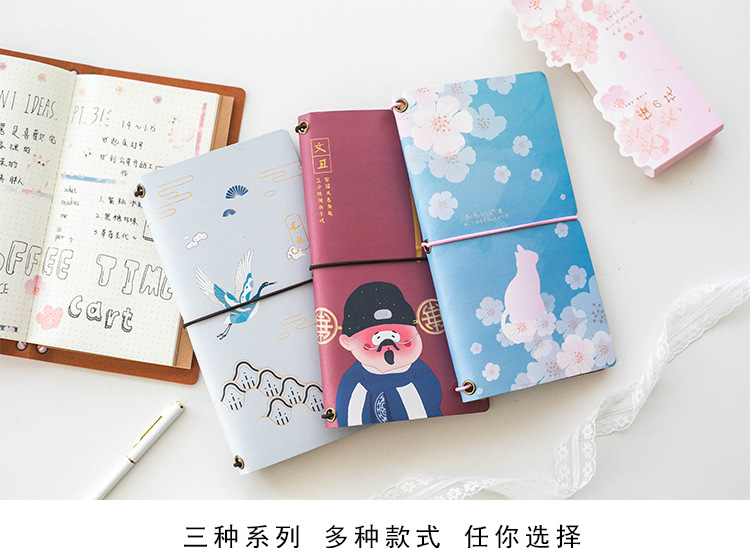 Simple travel notebook, creative loose-leaf book, tied Peking Opera mask notebook details Picture