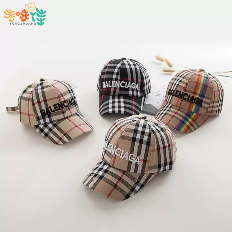 English plaid baseball cap 1-3-5-year-old boys and girls cap trendy baby hat thumbnail