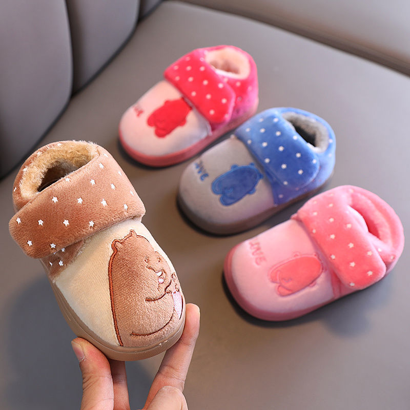 儿童棉拖鞋包跟男童室内秋冬季婴儿家居防滑女宝宝1-5岁2中小棉鞋图