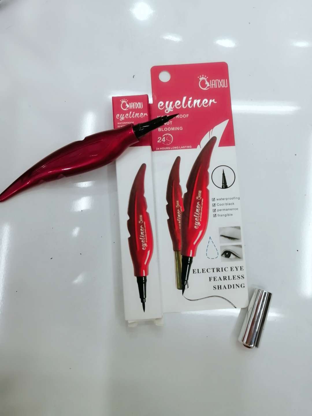 彩妆茜秀红羽毛眼线笔防水防汗不晕染速干酷黑细头初学者网红同款详情图1