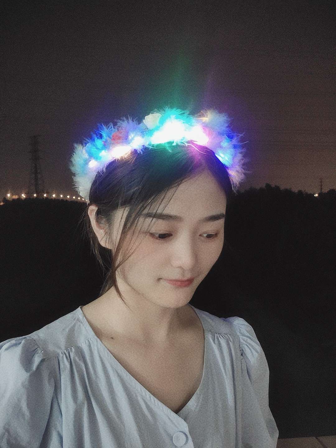 高亮发光羽毛花环儿童成人金丝羽毛发箍节日派对夜光闪光头饰热卖详情图7