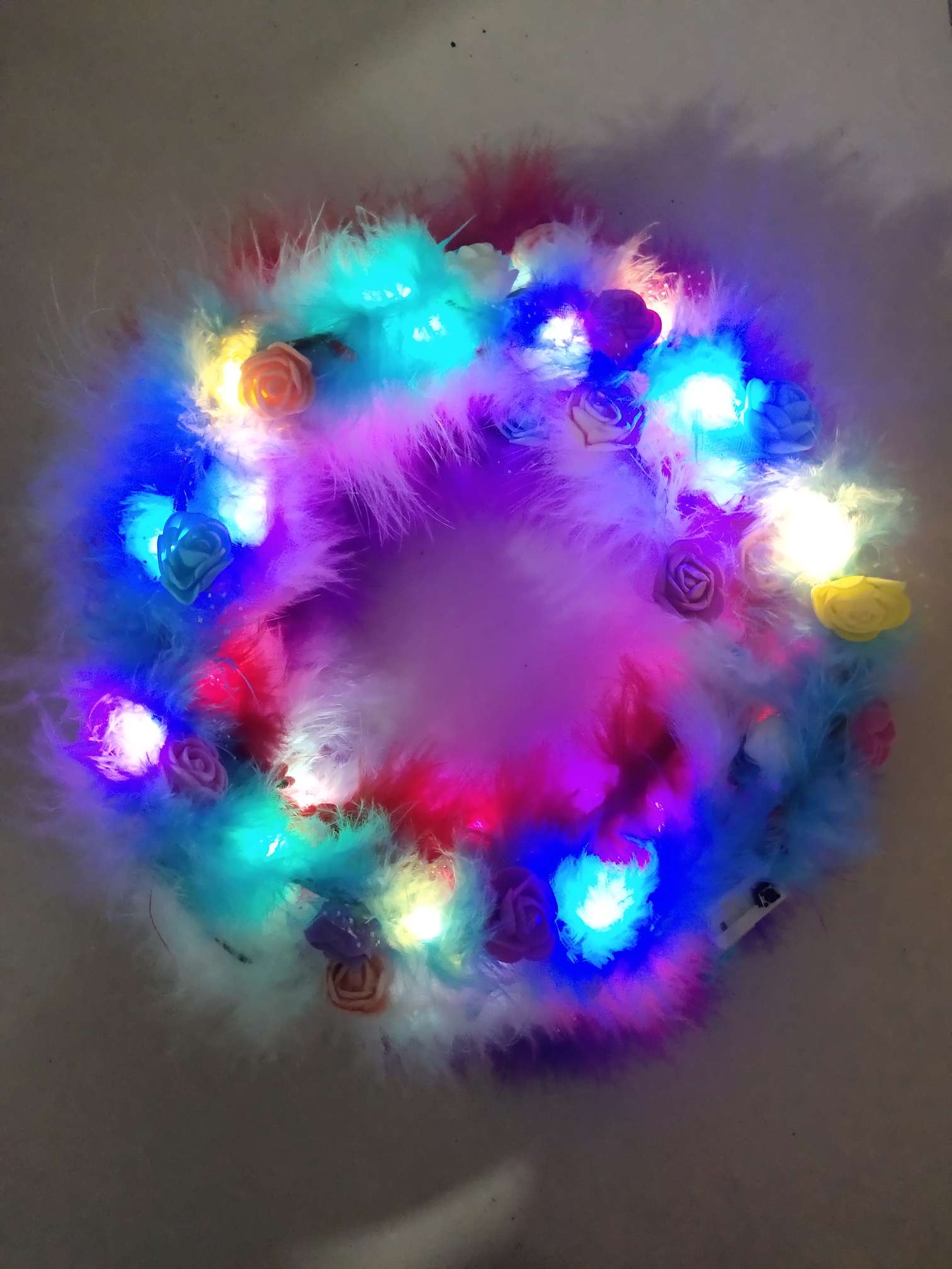 高亮发光羽毛花环儿童成人金丝羽毛发箍节日派对夜光闪光头饰热卖详情图8