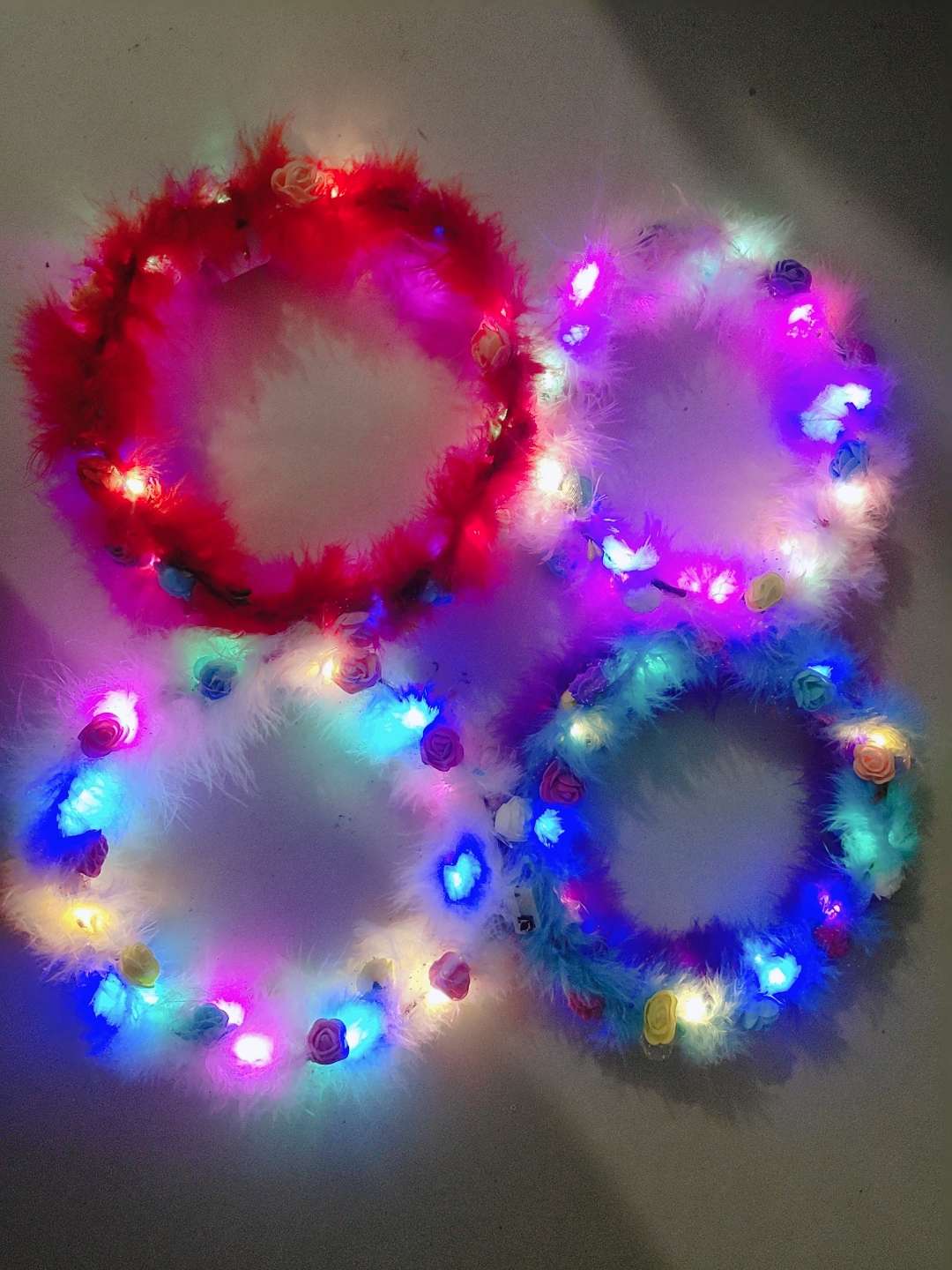 高亮发光羽毛花环儿童成人金丝羽毛发箍节日派对夜光闪光头饰热卖详情图10