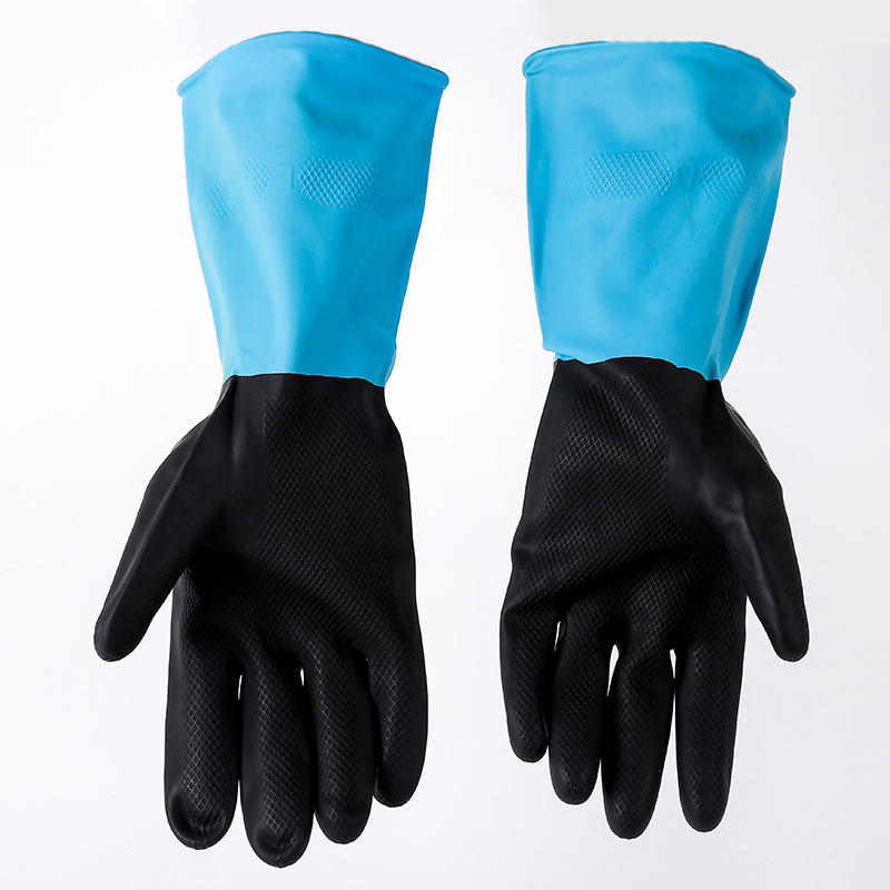 亚马逊32cm双色工业手套厨房清洁耐用乳胶清洁防水橡胶手套80g详情图9