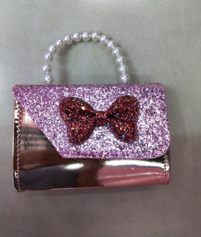Cute children's bag, princess bag, dinner bag, pink fan bag, online red envelope, hand-held crossbody bag Item Picture