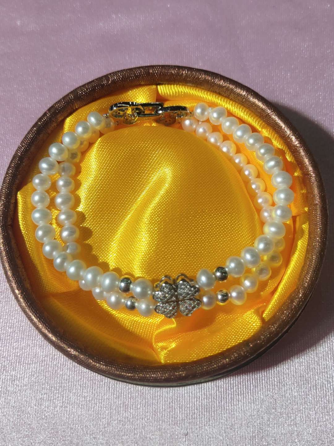 竹韵珠宝天然珍珠+爱心玛瑙手链简约气质款详情图11