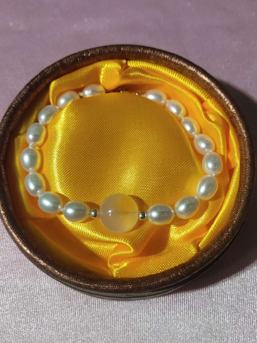 竹韵珠宝天然珍珠+爱心玛瑙手链简约气质款详情图5