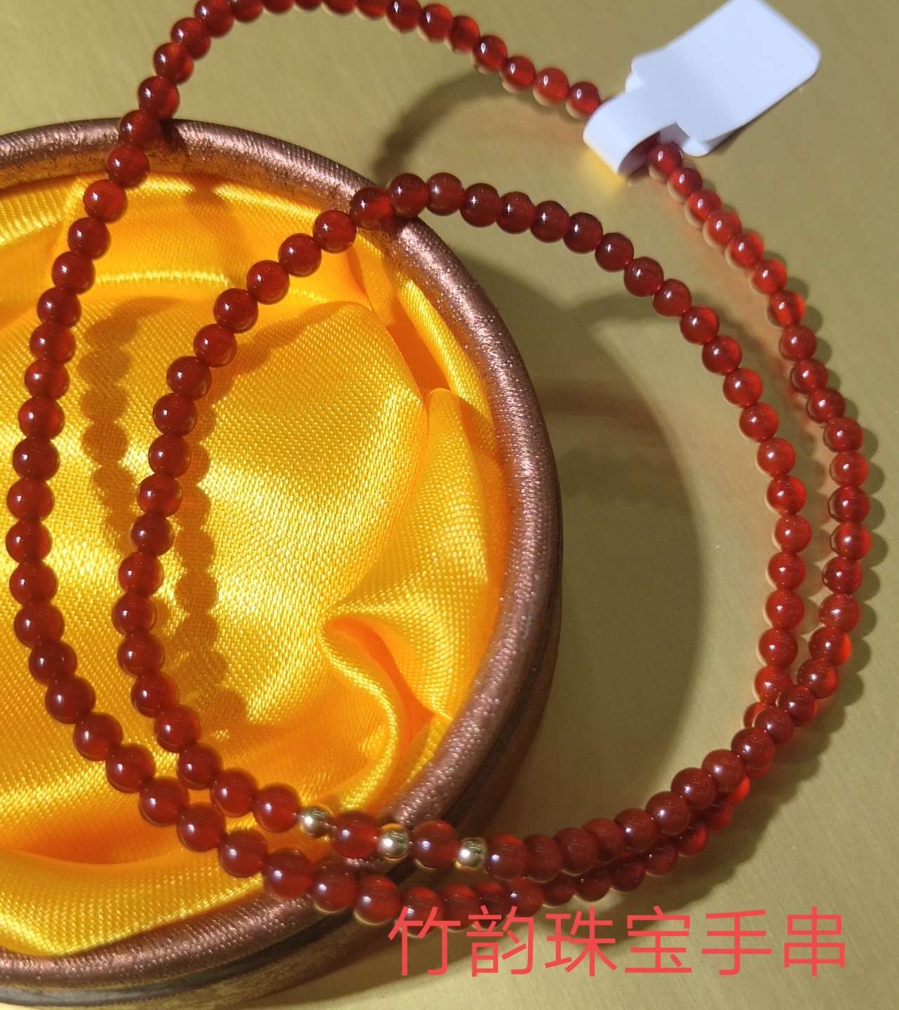 竹韵珠宝小红玛瑙+小银珠3圈手链女人味十足详情图5
