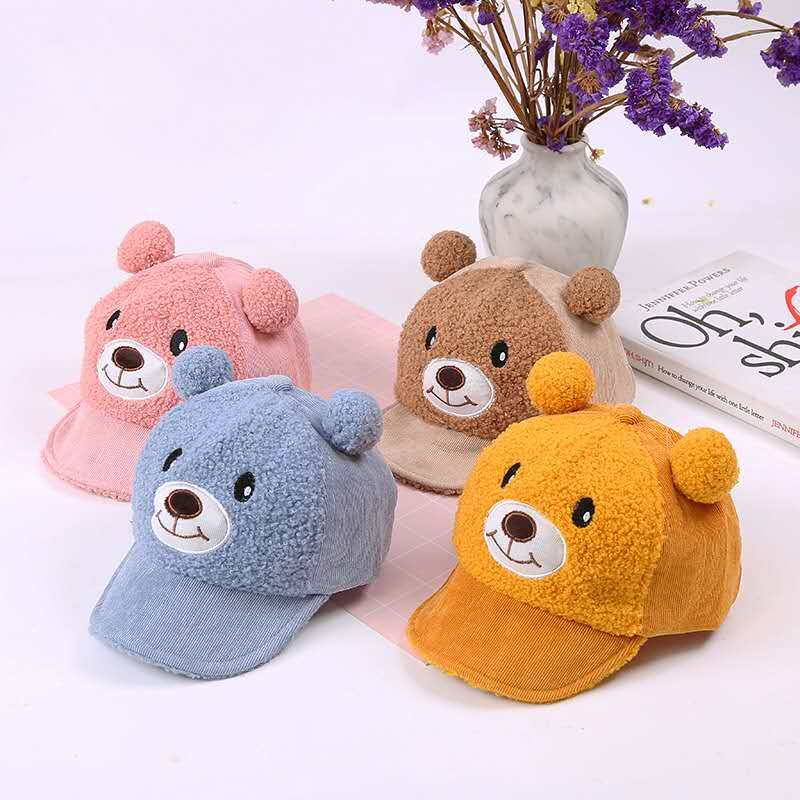 Lamb hair bell bear floppy hats 3 months -3 years old boys and girls winter thick thumbnail