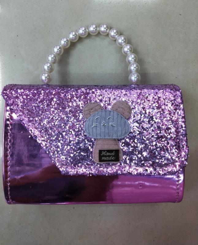 Cute children's bag, princess bag, dinner bag, pink fan bag, online red envelope, hand-held crossbody bag details Picture