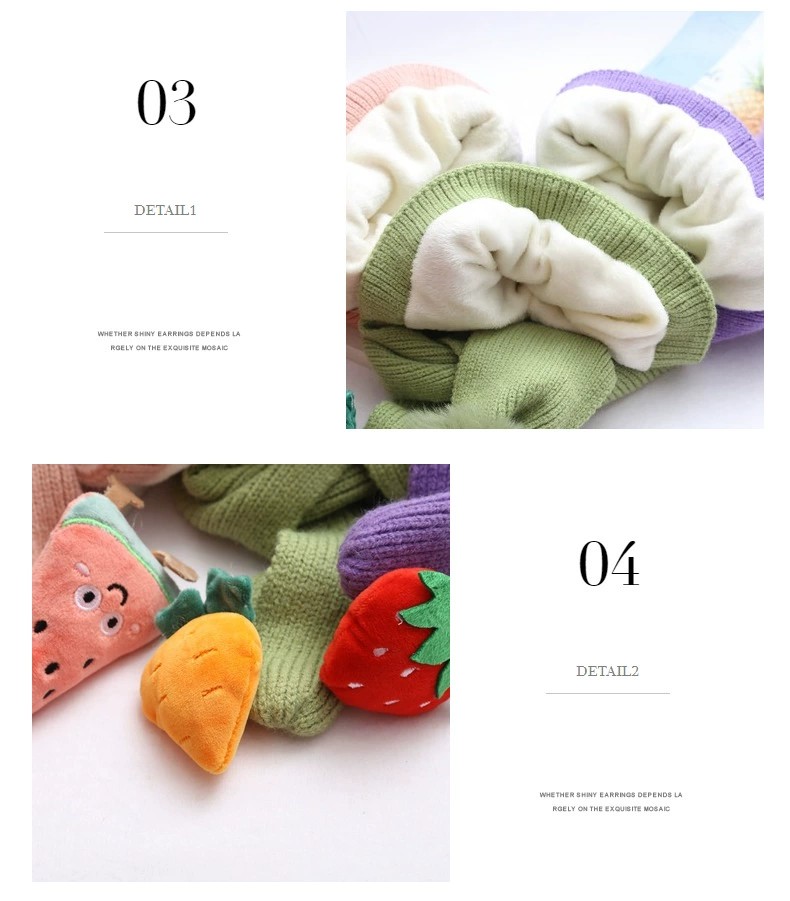 韩版水果毛线帽1岁~4岁男女童一体帽冬天加厚毛线帽详情图7