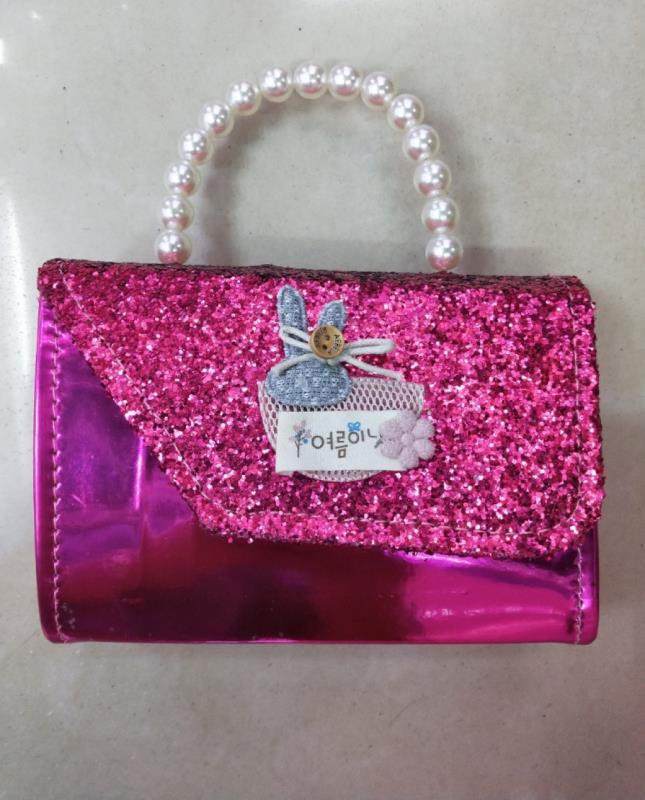 Cute children's bag, princess bag, dinner bag, pink fan bag, online red envelope, hand-held crossbody bag Specification image