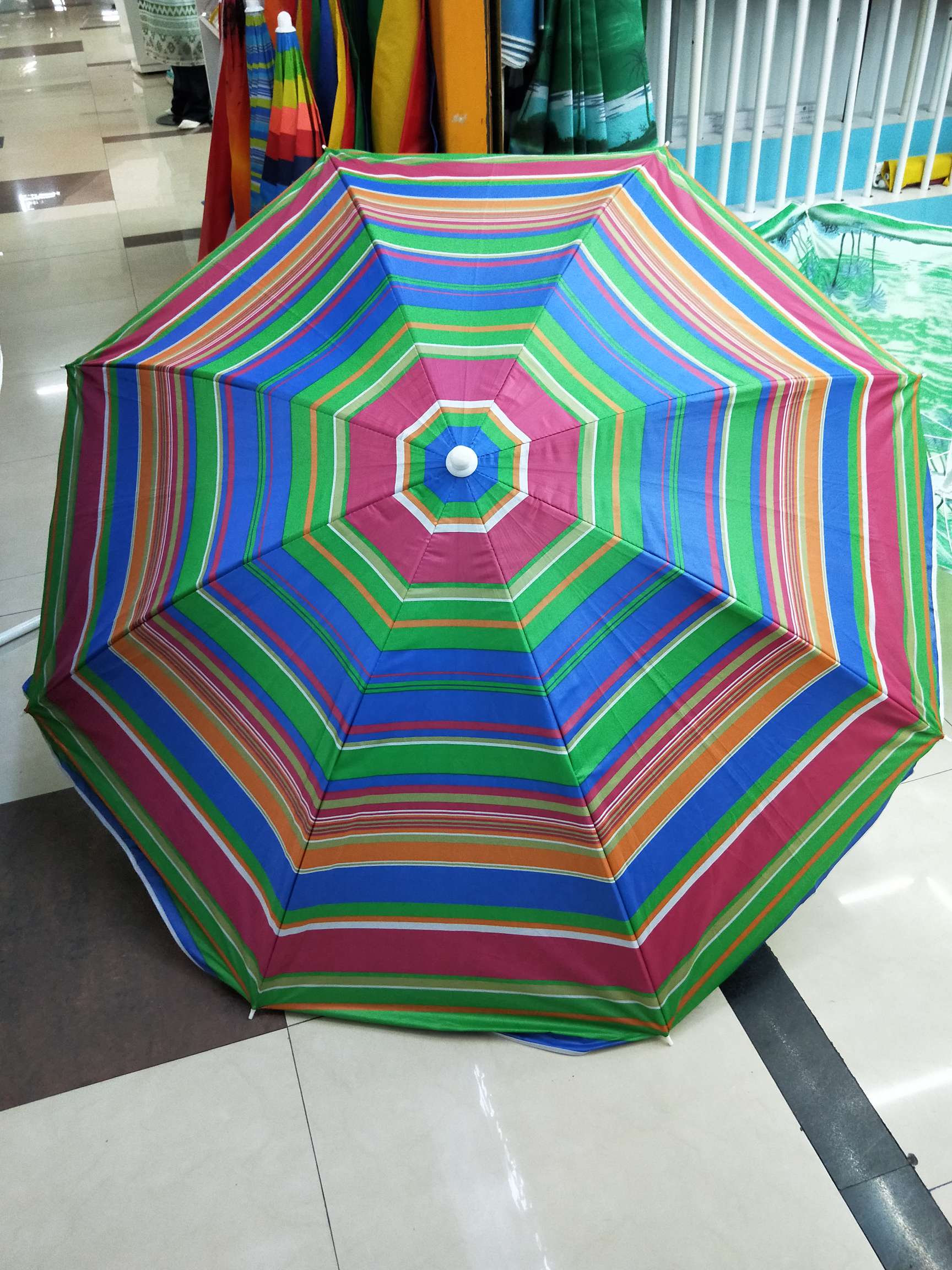 80cm锌合金转向条纹银胶沙滩伞