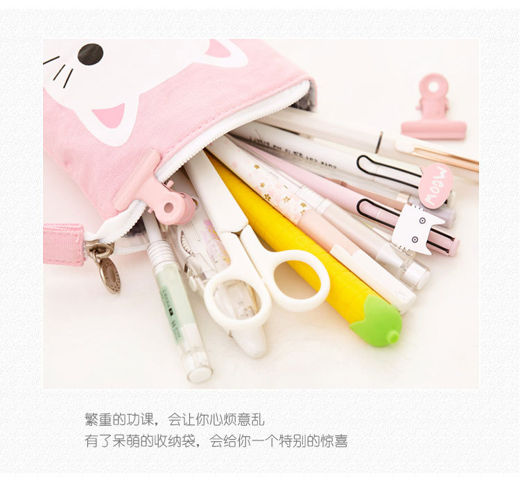 创意笔袋 韩版学生文具 可变下拉伸缩笔筒简约可爱帆布多功能笔袋详情图4