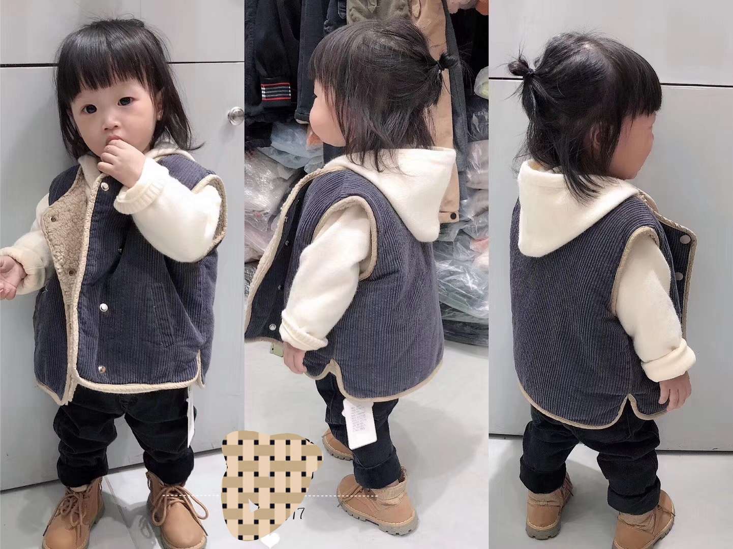 Zi Yin wore a lambskin vest inside