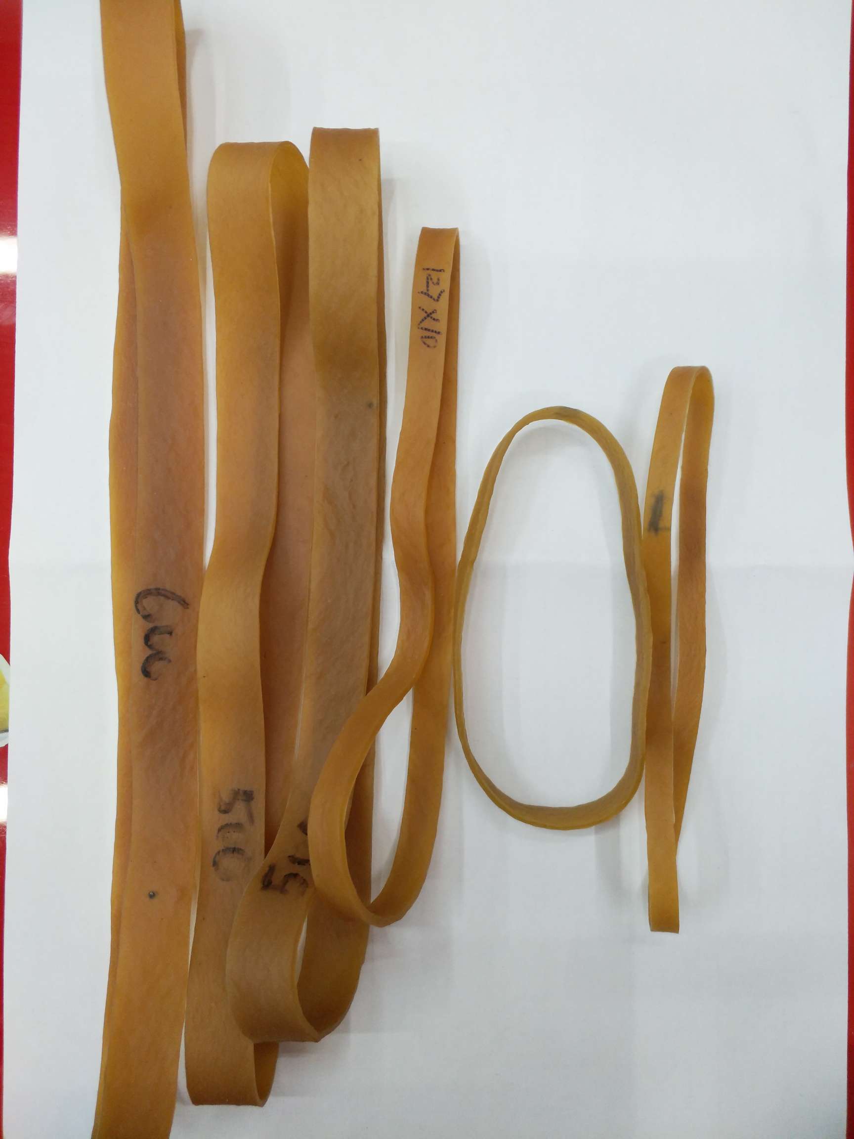 Wide rubber bands of various sizes