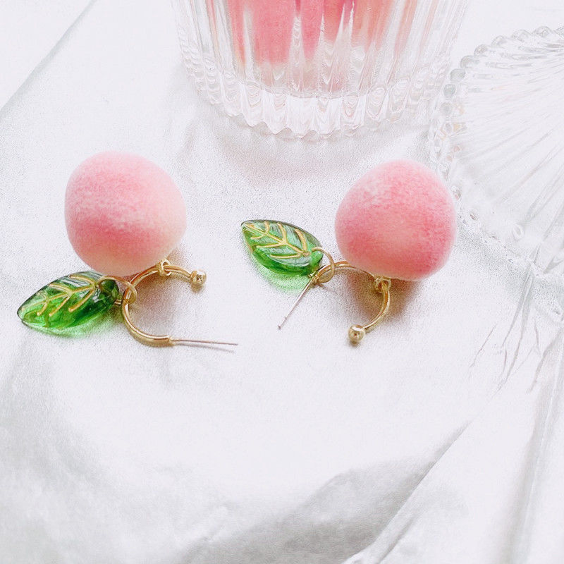 Peach earpieces Earpieces Pink accessories Peach 2020 summer Instagram pendant new ear hook food
