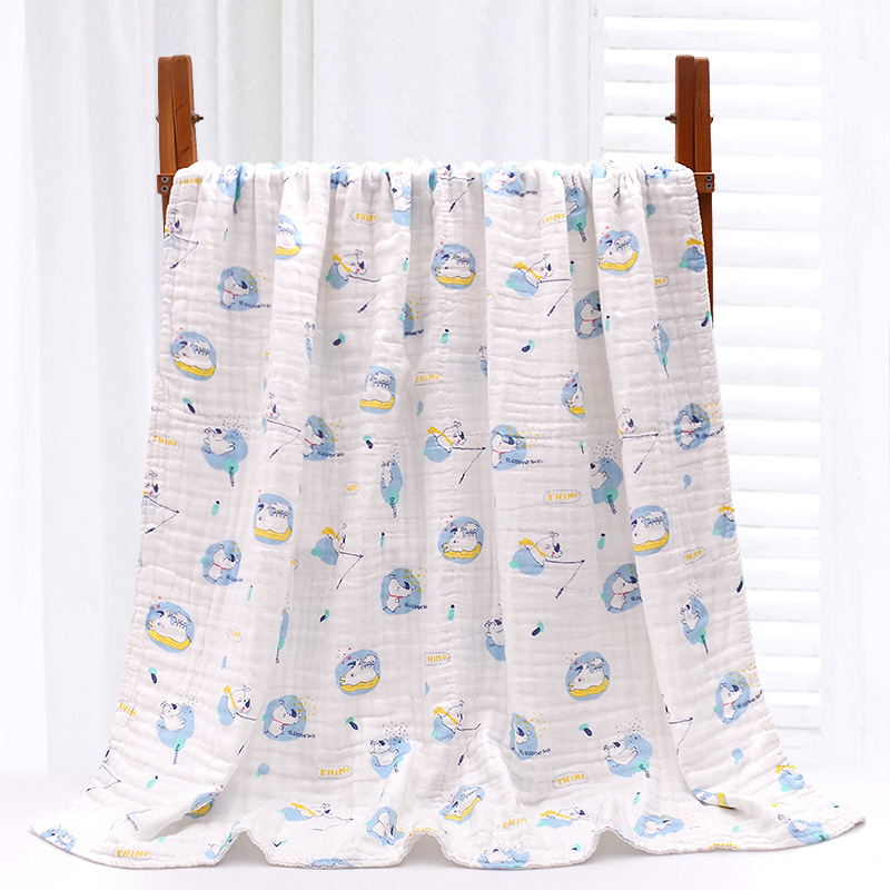 六层纯棉纱布童被卡通印花抱毯纯棉浴巾柔软亲肤小被子110*110详情图12