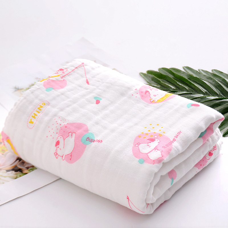 六层纯棉纱布童被卡通印花抱毯纯棉浴巾柔软亲肤小被子110*110详情图7