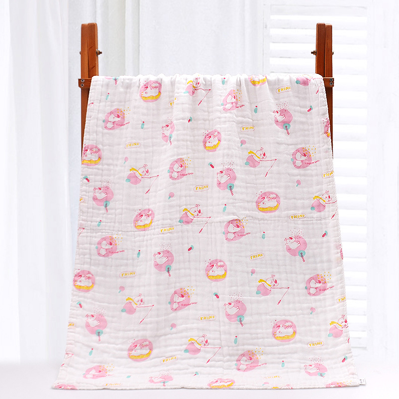 六层纯棉纱布童被卡通印花抱毯纯棉浴巾柔软亲肤小被子110*110详情图16