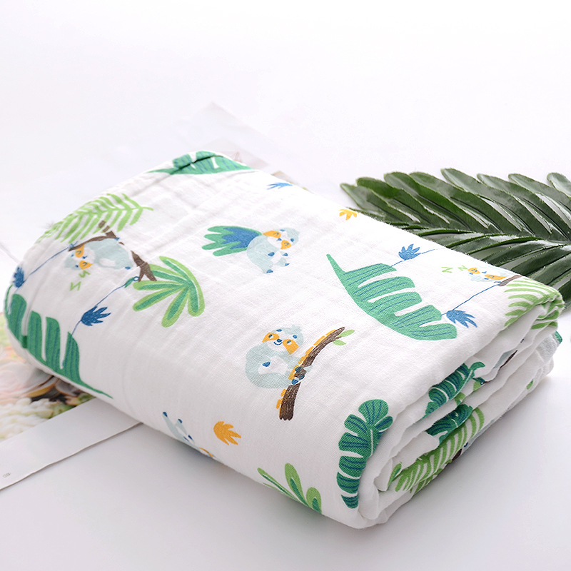 六层纯棉纱布童被卡通印花抱毯纯棉浴巾柔软亲肤小被子110*110详情图6