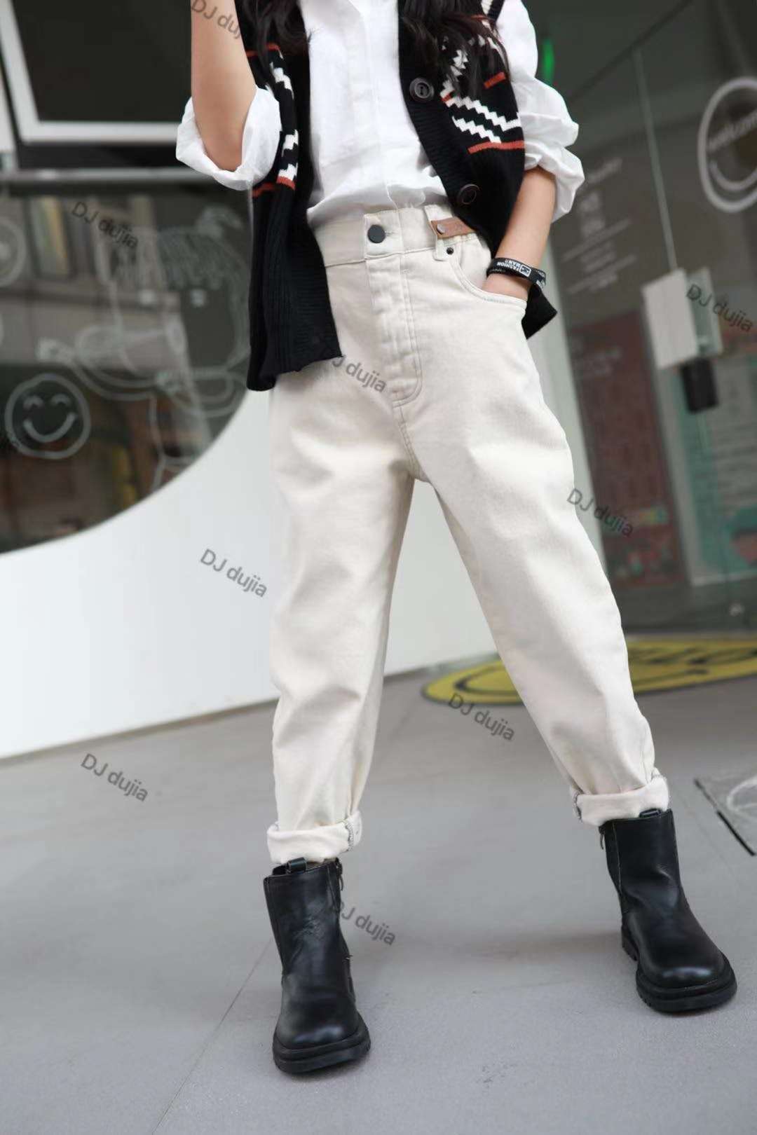 大童拉绒裤140-165白底实物图