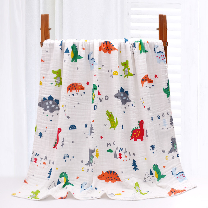 六层纯棉纱布童被卡通印花抱毯纯棉浴巾柔软亲肤小被子110*110详情图9