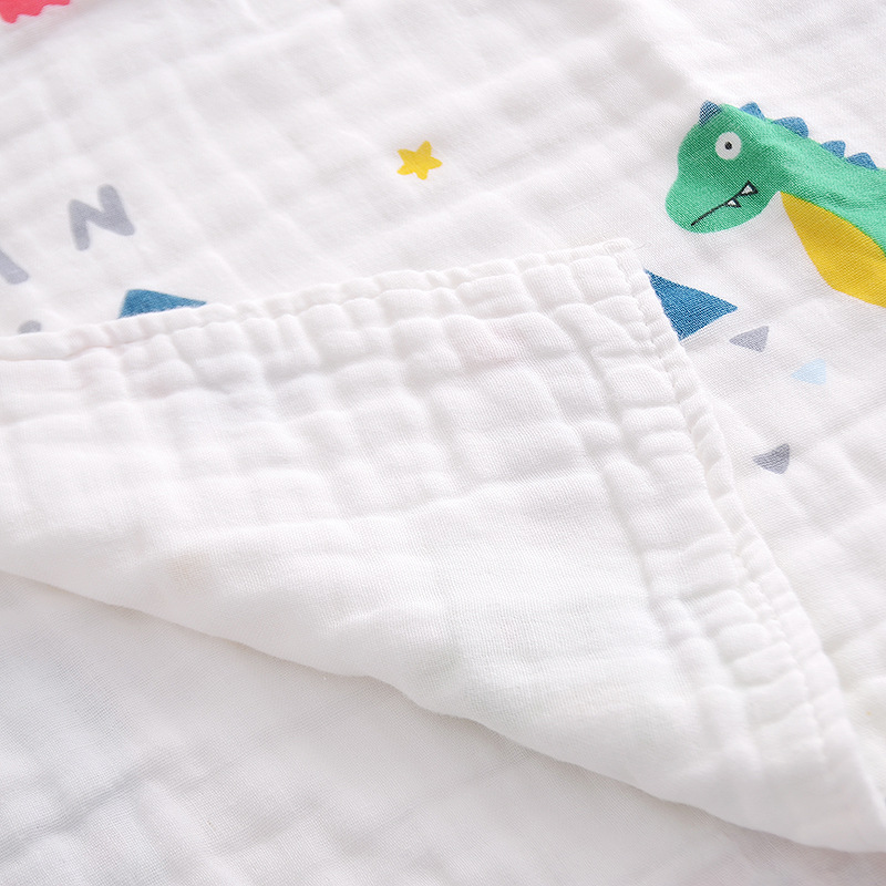 六层纯棉纱布童被卡通印花抱毯纯棉浴巾柔软亲肤小被子110*110详情图15