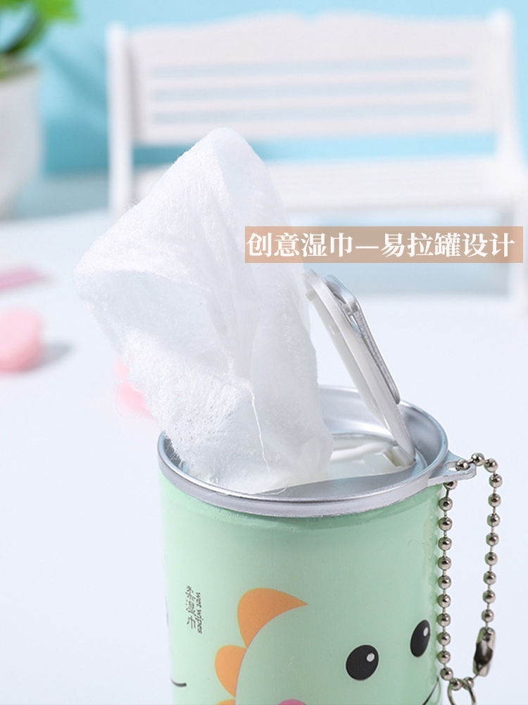 30抽圆罐可爱猫咪卡通湿巾创意车载便携清洁湿详情图5