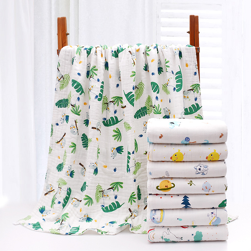 六层纯棉纱布童被卡通印花抱毯纯棉浴巾柔软亲肤小被子110*110详情图14