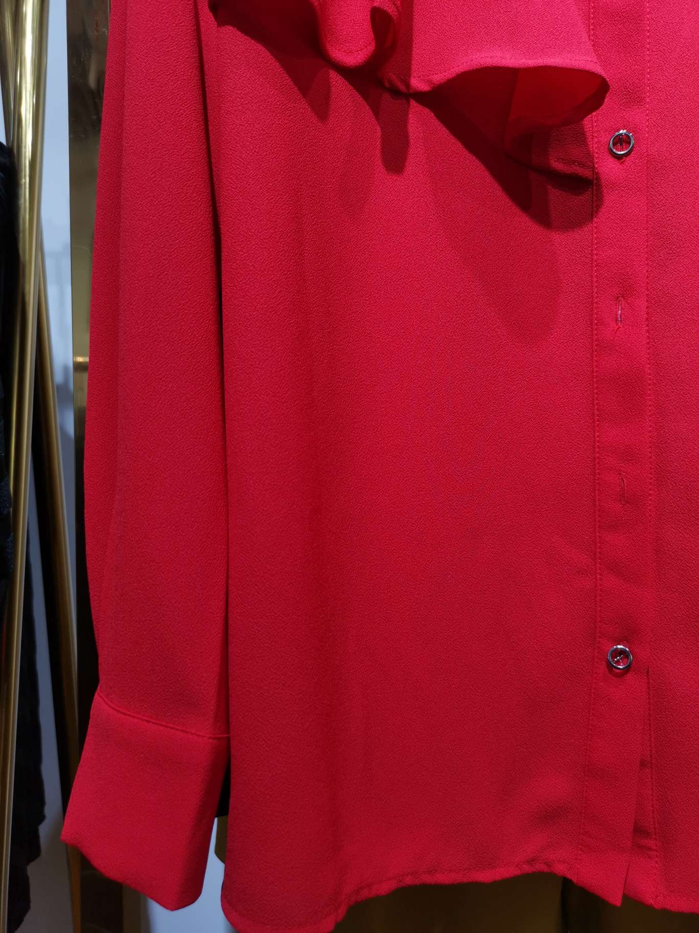 Big Red Shirt Dress Front Button Chest Wrinkles Business Women's Top Casual Fashion Clothing Women's Long Top Coat Specification drawing