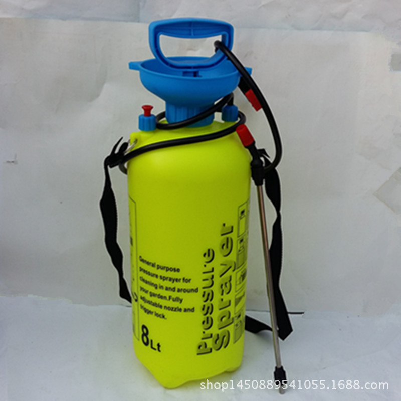 8升小型手压消毒喷雾器农用气压浇花喷壶大容量压力喷水壶背负式园艺白底实物图