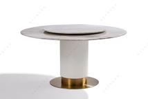 大理石转盘线条细柱餐桌