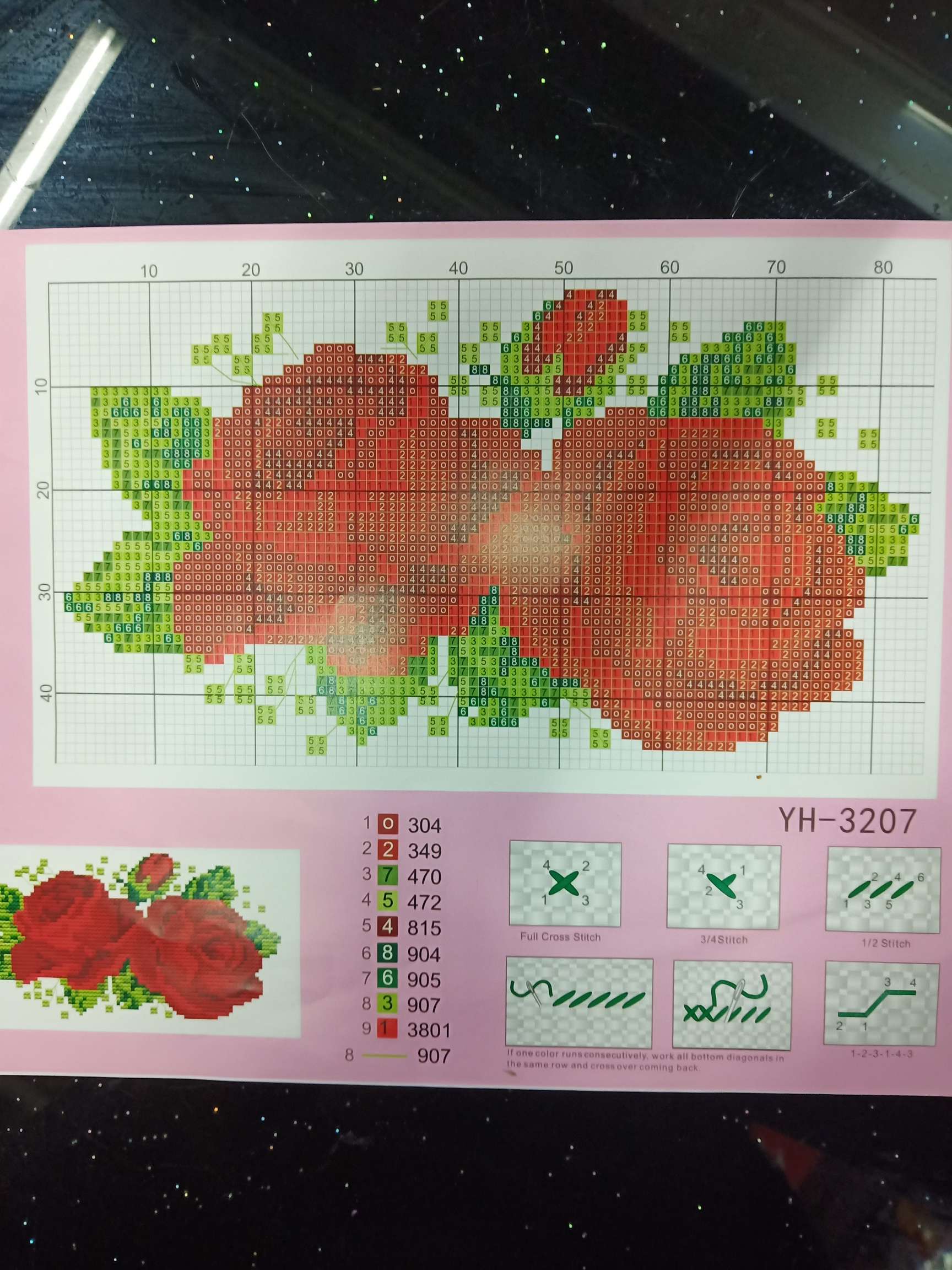 3207大彩印花草十字绣详情图1