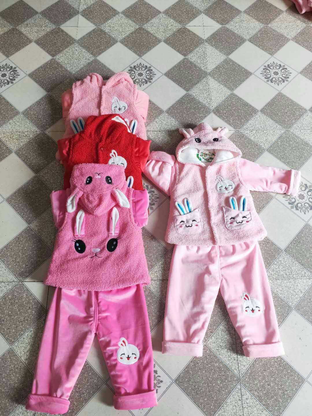 儿童棉衣儿童绣花棉衣女儿童羊羔绒棉衣套装