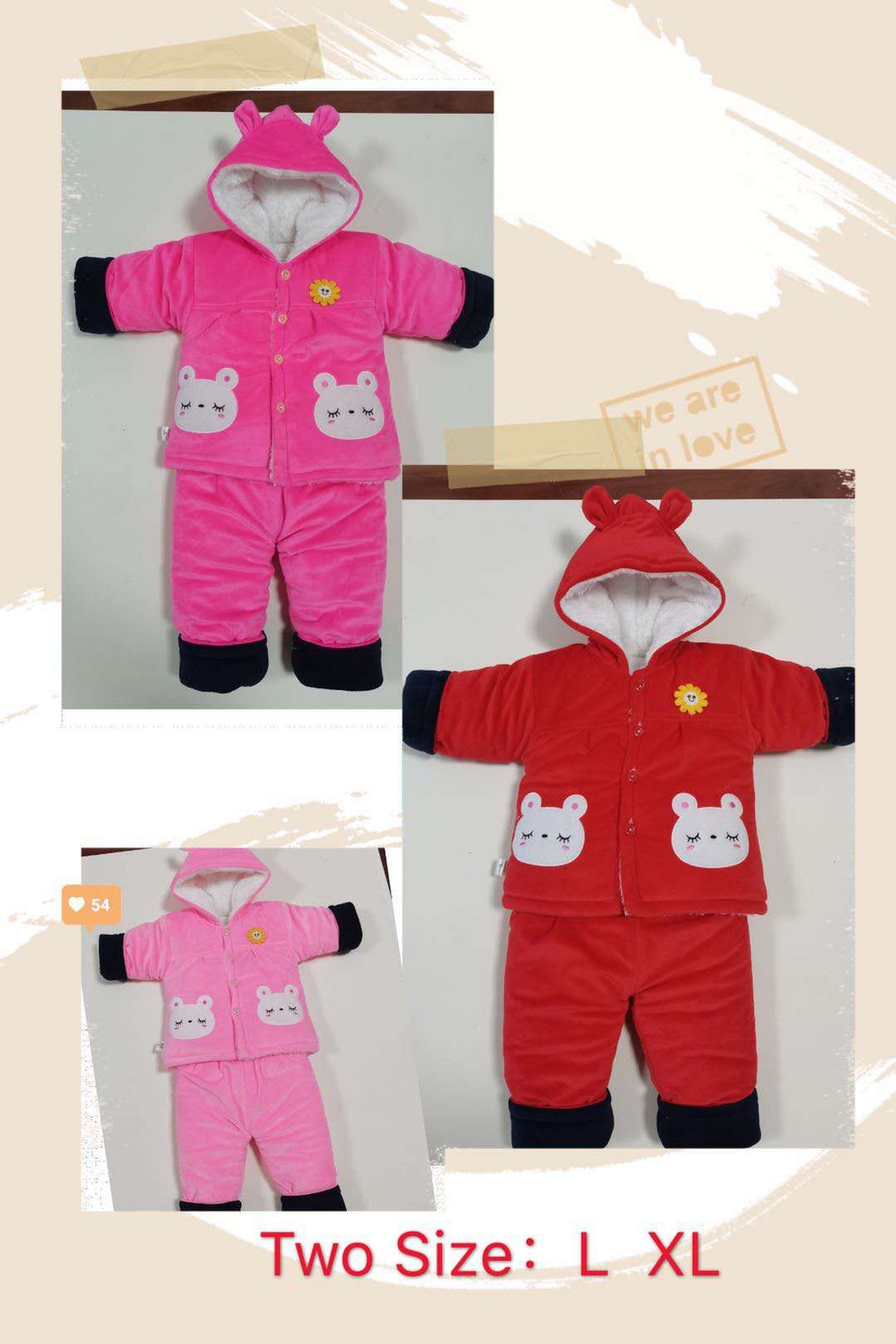 儿童棉衣儿童绣花加绒棉衣男女儿童银狐绒棉衣套装详情图2