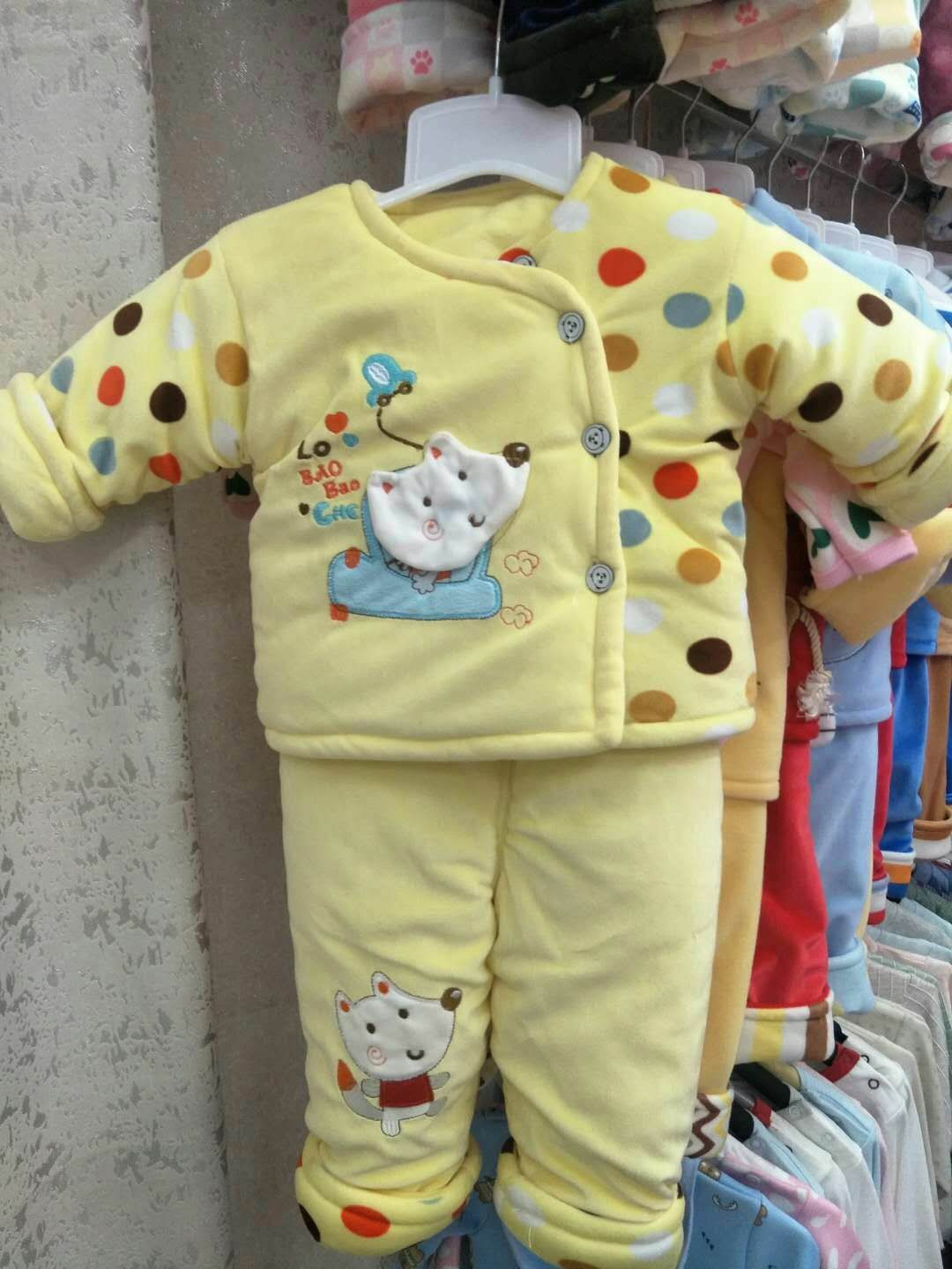 儿童棉衣儿童绣花棉衣男女宝宝套银狐绒棉衣套装细节图