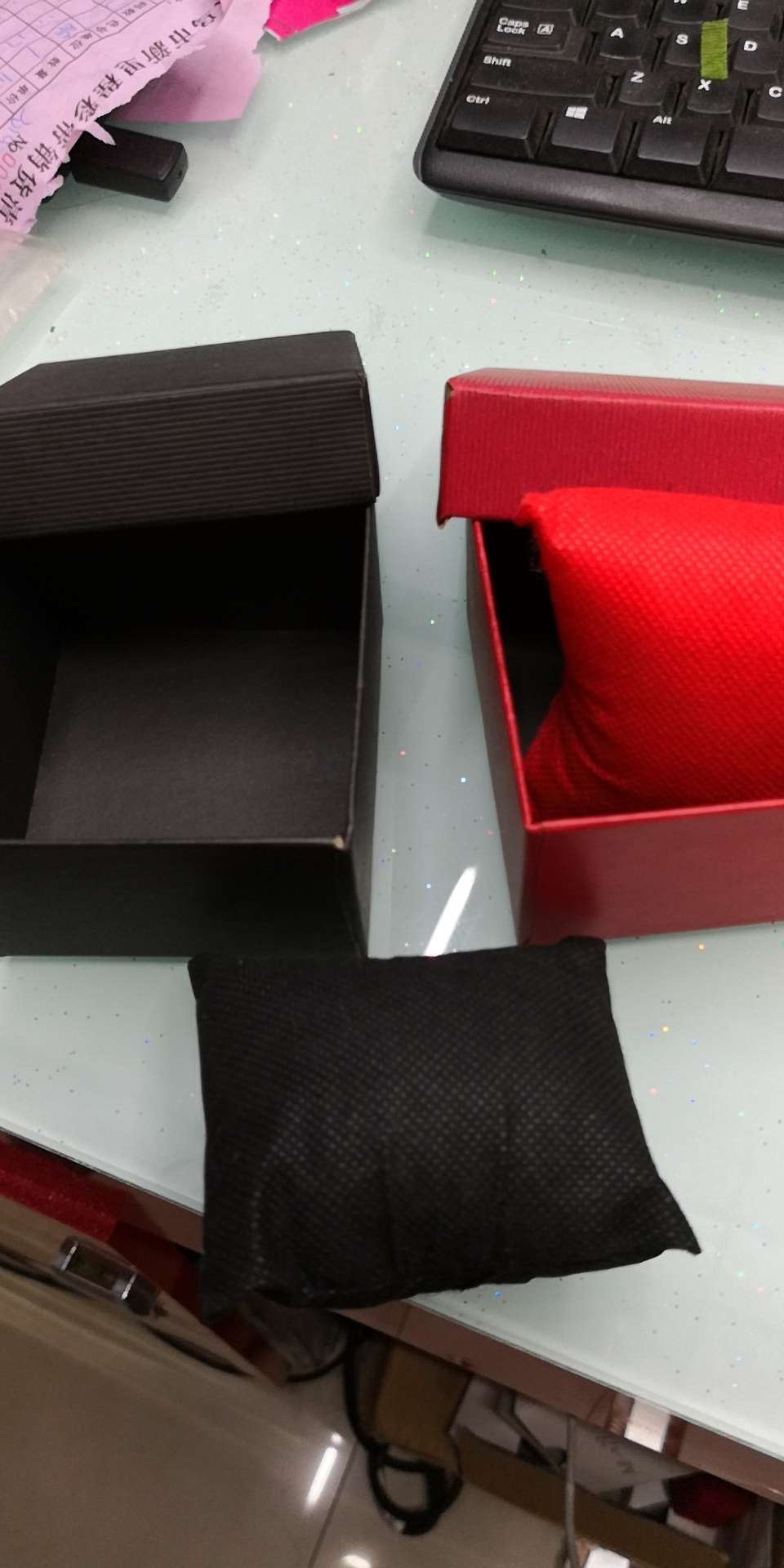 Striped three-color watch box