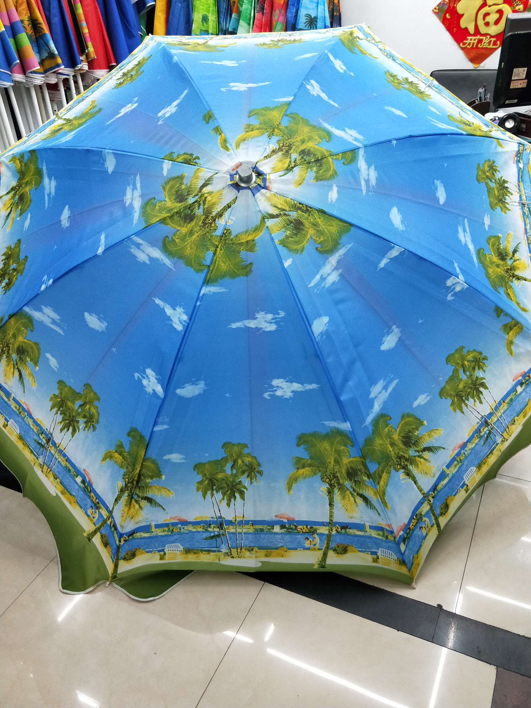 120cm silver rubber landscape sun umbrella detail image 3